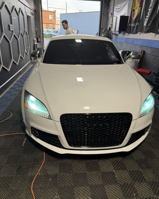 White Audi TT in the Zephyr Customz studio